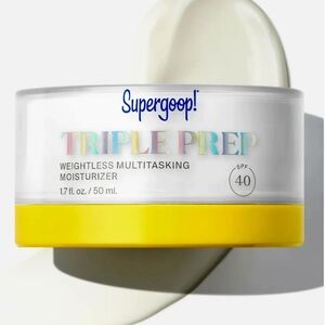 2 Supergoop Products. Glowscreen and Triple Prep Moisturizer. Both Have SPF 40